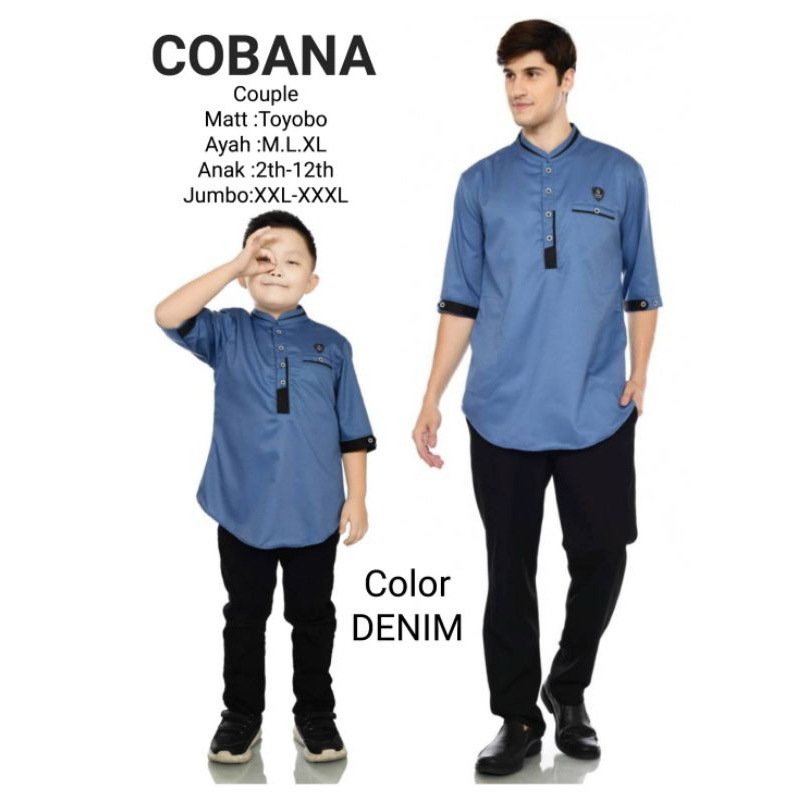 Baju Muslim Couple Warna Denim / Koko Qurta Couple Warna Sage / Baju Muslim Warna lemon