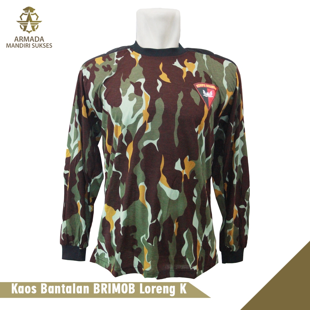 Kaos Brimob Bantalan Loreng Logo - Kaos Brimob Panjang