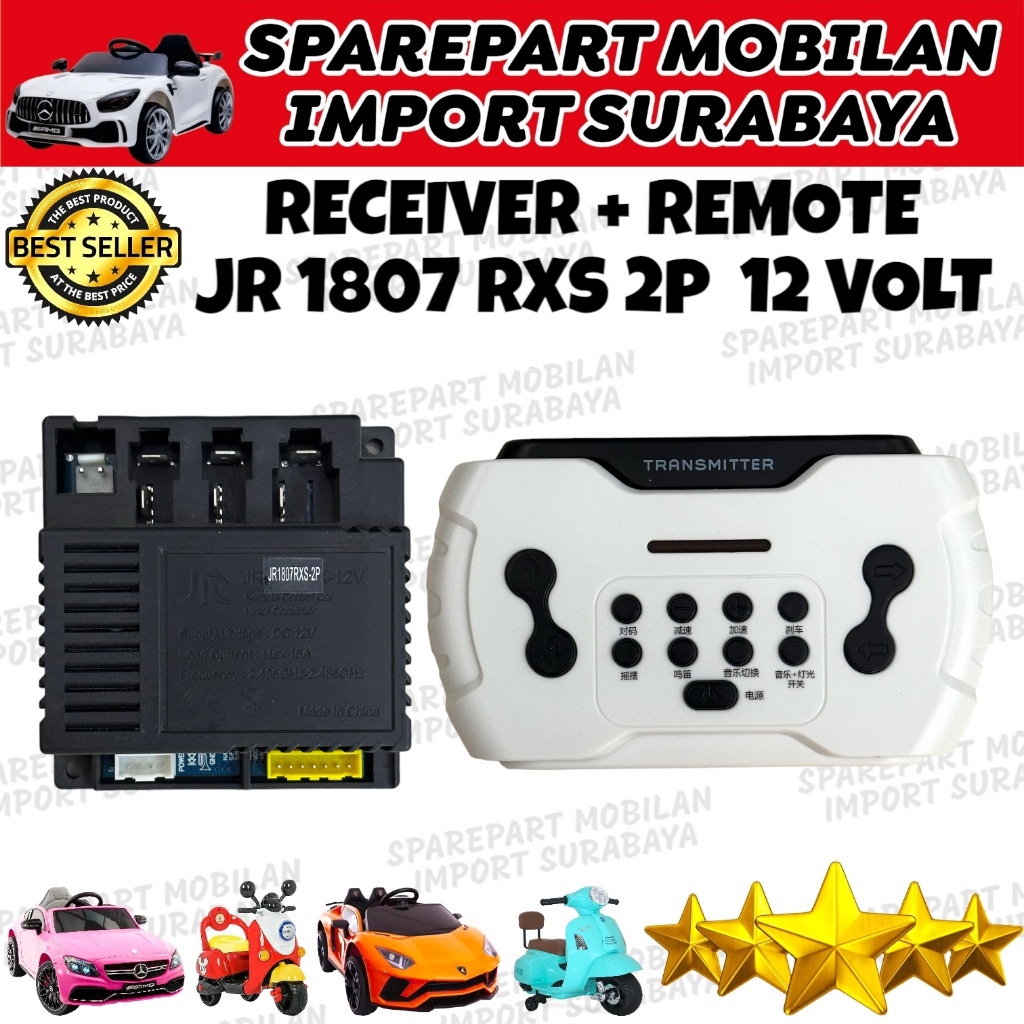 RECEIVER MOBIL MESIN  MOBILAN AKI ANAK 12 VOLT YUKITA JR 1807 RXS 2P RECEIVER MOBIL MAINAN RECEIVER JR1807 RXS 2P 12 VOLT PART JR 1807 RXS AUTO WHEELERS RIDE ON CAR GO EXOTIC