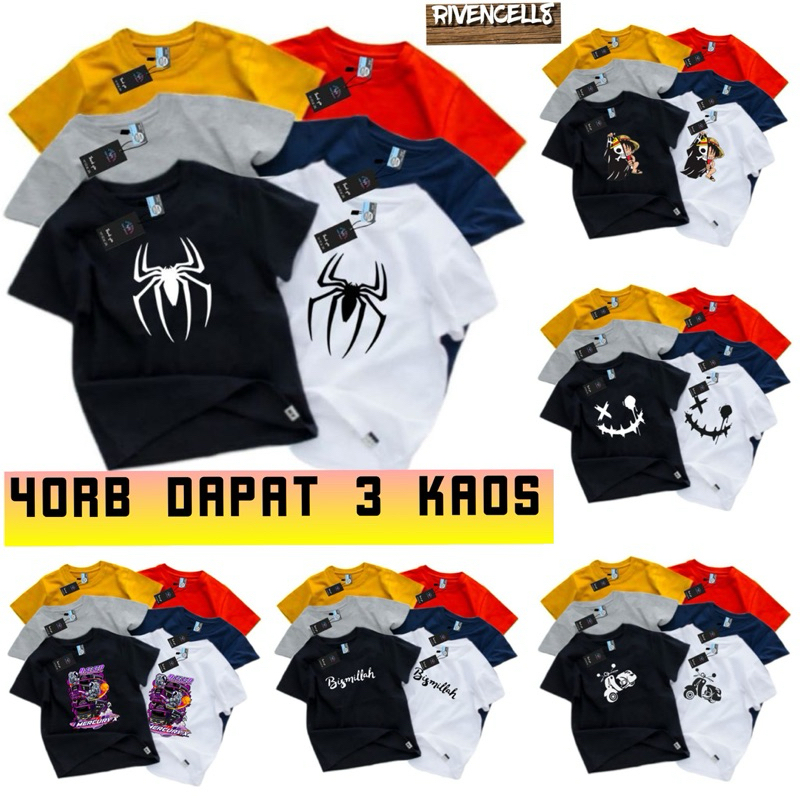 PROMO 40RB DAPAT 3 KAOS ANAK ANAK Umur 2-16 Tahun Baju Unisex Kaos CWO Dan CW Anak” Laki Motif Bus O