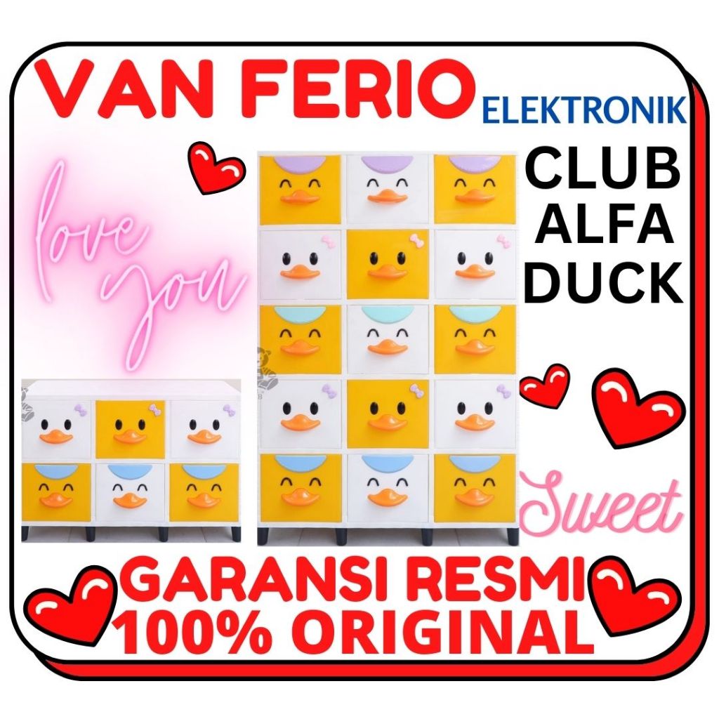 LEMARI PAKAIAN PLASTIK KARAKTER RAK SERBAGUNA TRIPLE CLUB ALFA DUCK