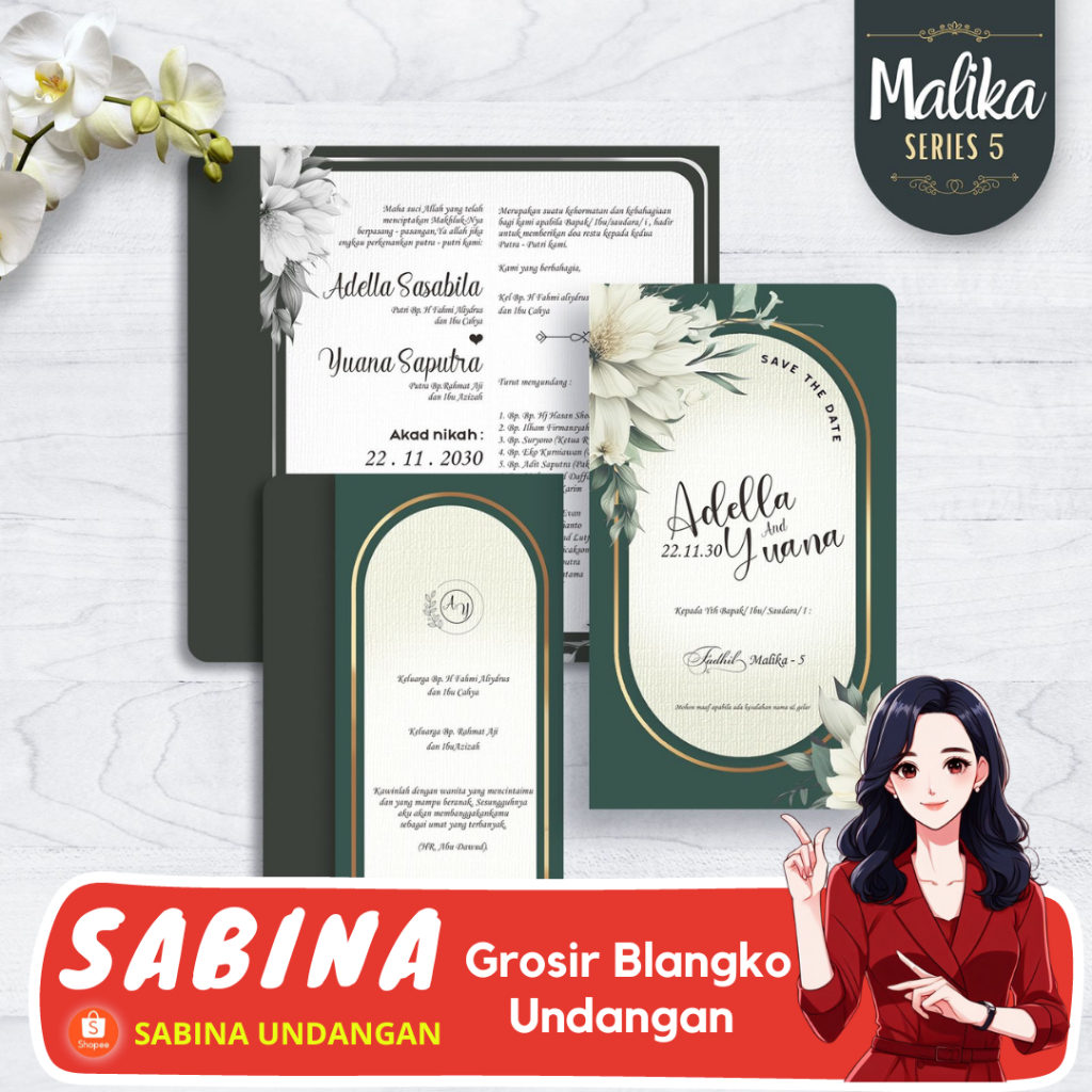 BLANGKO UNDANGAN PERNIKAHAN ATAU KERTAS UNDANGAN FADHIL MALIKA 5 | SABINA UNDANGAN | UNDANGAN NIKAH 