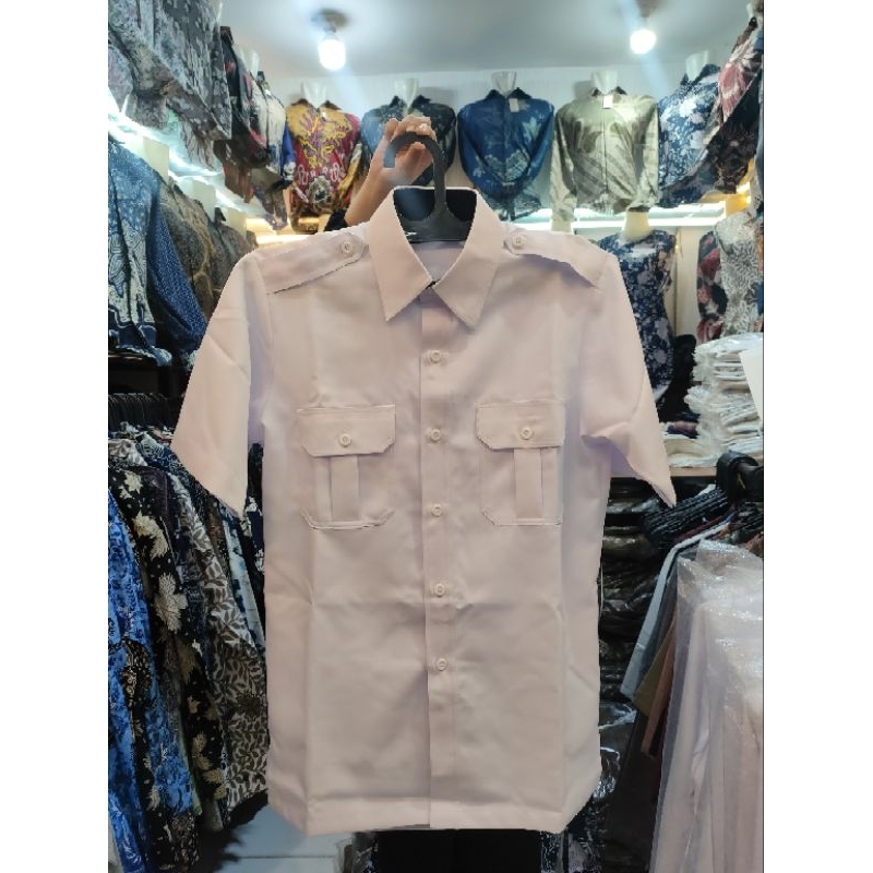 Atasan Safari Putih Hitam Pria