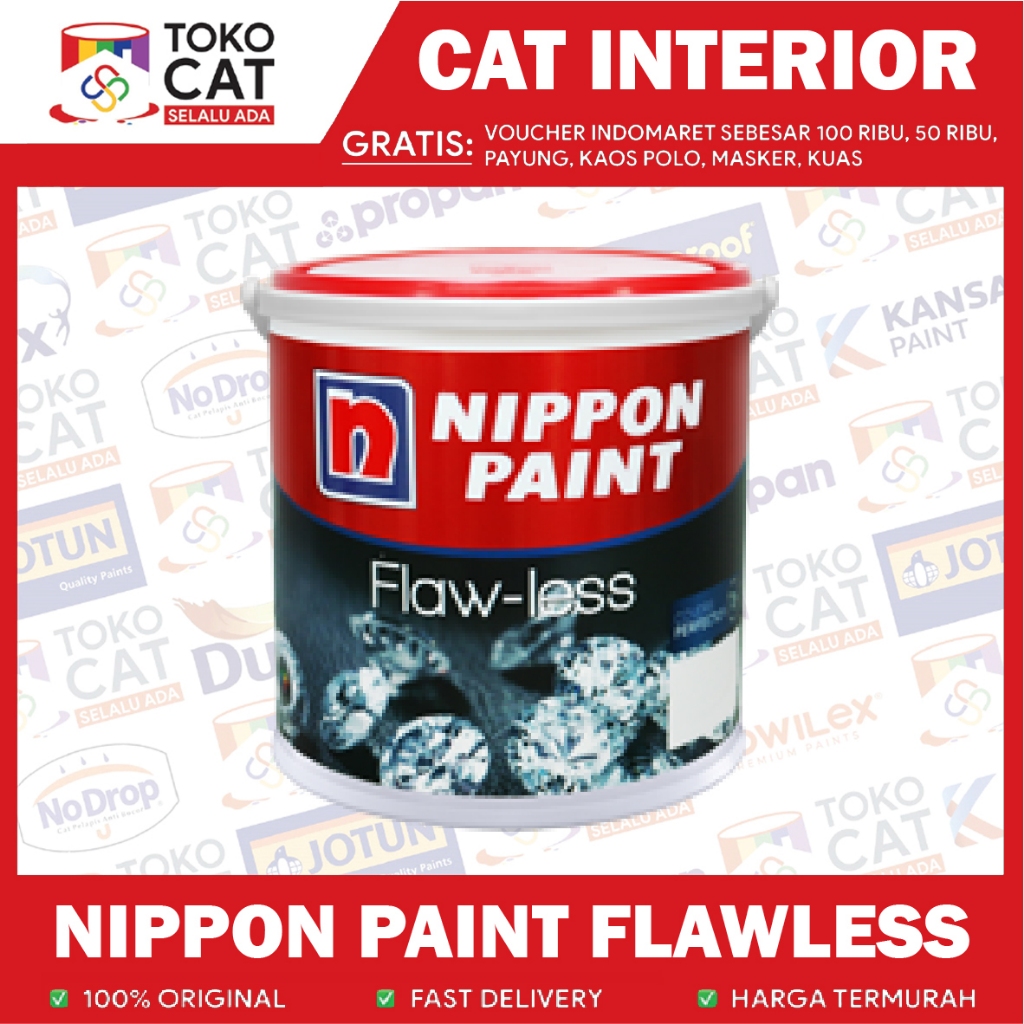 Cat Tembok Interior | Nippon Flawless Brilliant White 1001 / Tinting 2.5 L | Kemasan Galon