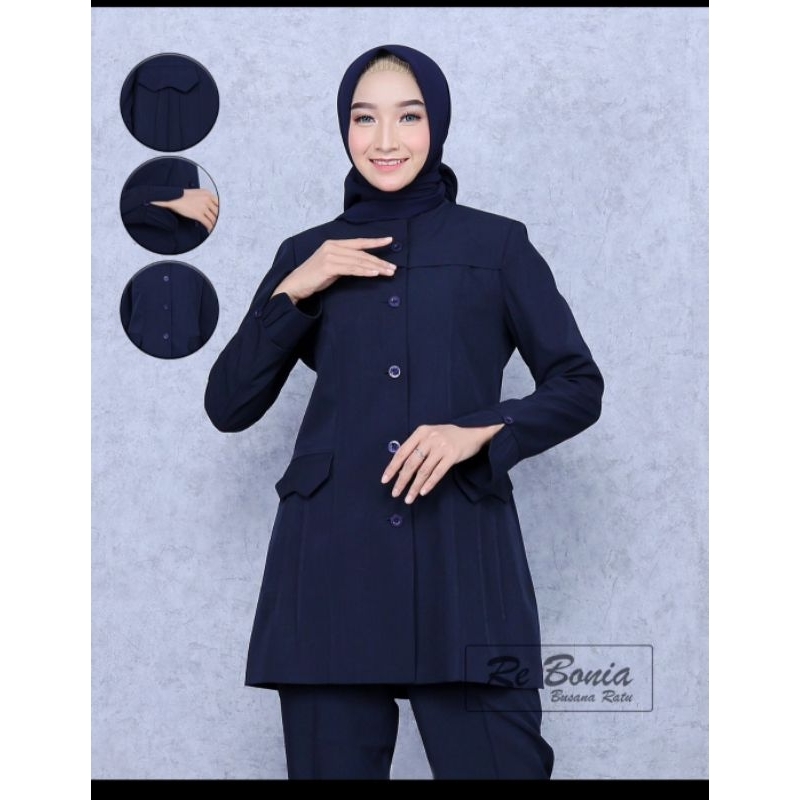 Seragam Guru Wanita Biru Dongker Blezer Re Bonia seragam pdh Dongker wanita baju dinas PDH biru Navy