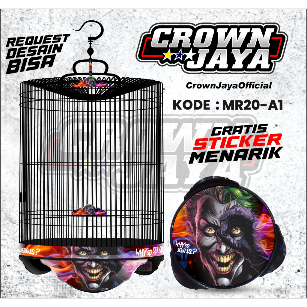 Sticker Sangkar Murai Motif Keren - Stiker Tebok Murai Joker - Decal Kandang Burung Murai BNR EBOD J
