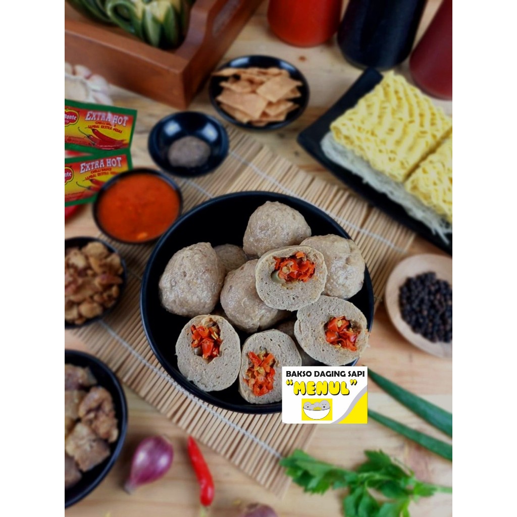 Bakso Mercon Rawit Bakso Daging Sapi MENUL Homemade Halal PAKET KOMPLIT