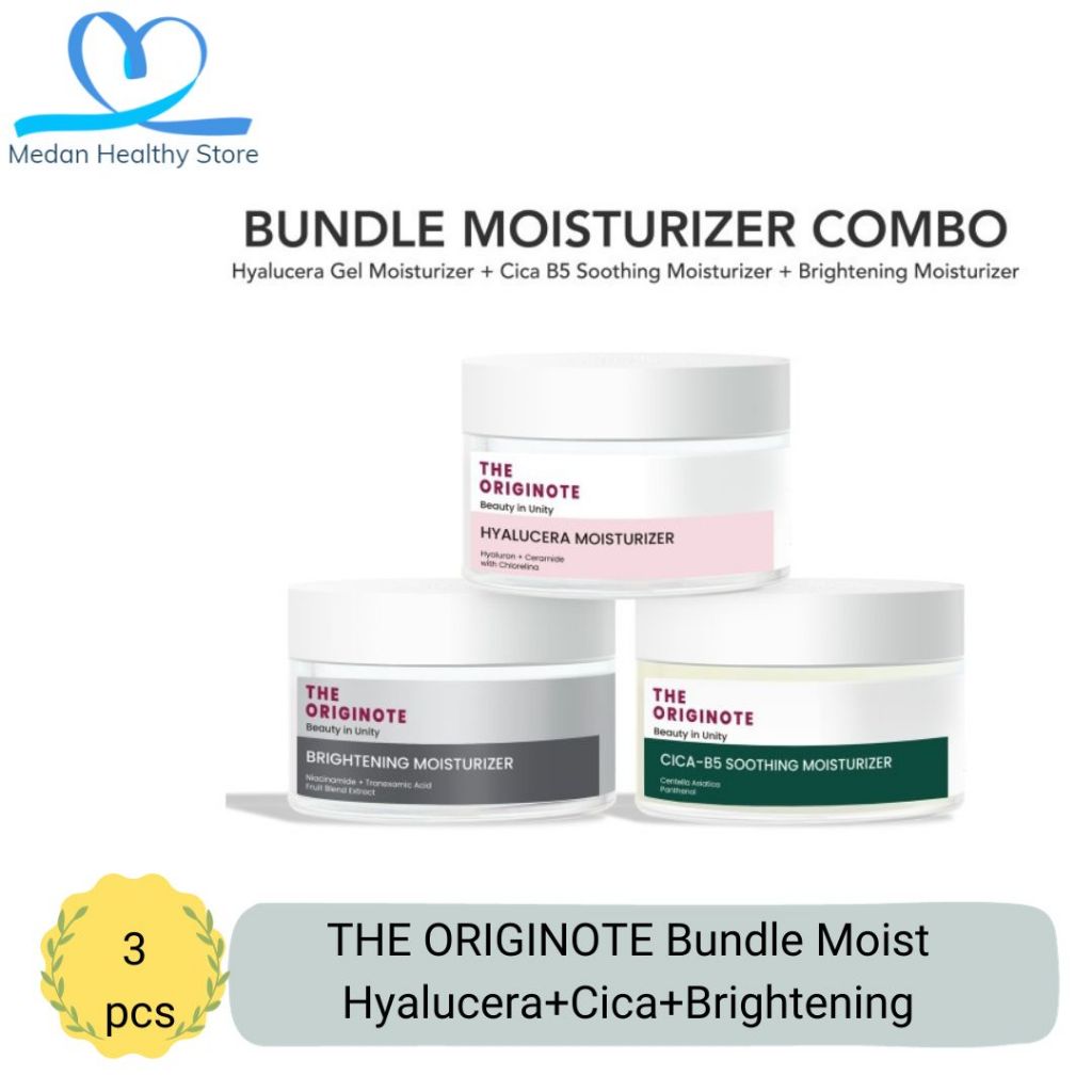 THE ORIGINOTE BUNDLE MOISTURIZER, HYALUCERA+CICA+BRIGHTENING MOIST 3 PCS - Paket Pelembab 3 in 1