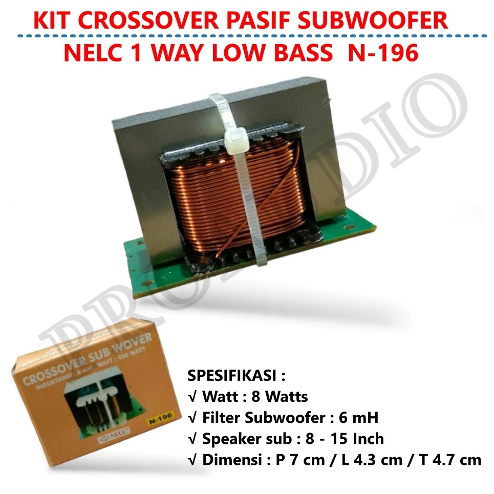 KIT CROSSOVER 1 WAY SUBWOOFER N-196 SUB BASS CROSSOVER PASIF 1 WAY LOW