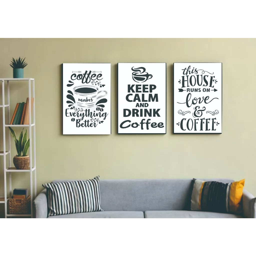 Wall decor/hiasan dinding coffee aesthetic, filosofi kopi, quotes kopi, motivasi kopi