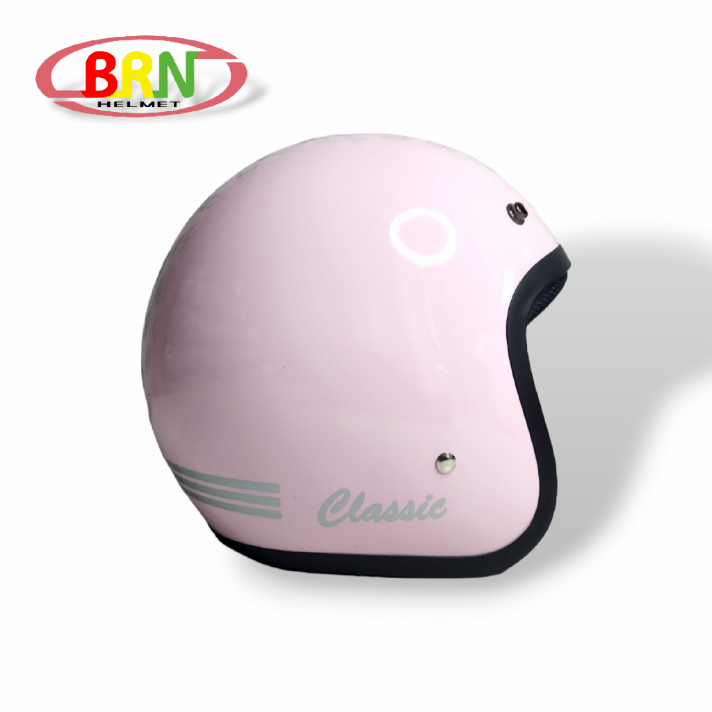 Helm BOGO Pria dan Wanita Helm Classic Helm Murah Helm Retro Pink Gloss ( Tanpa Kaca )