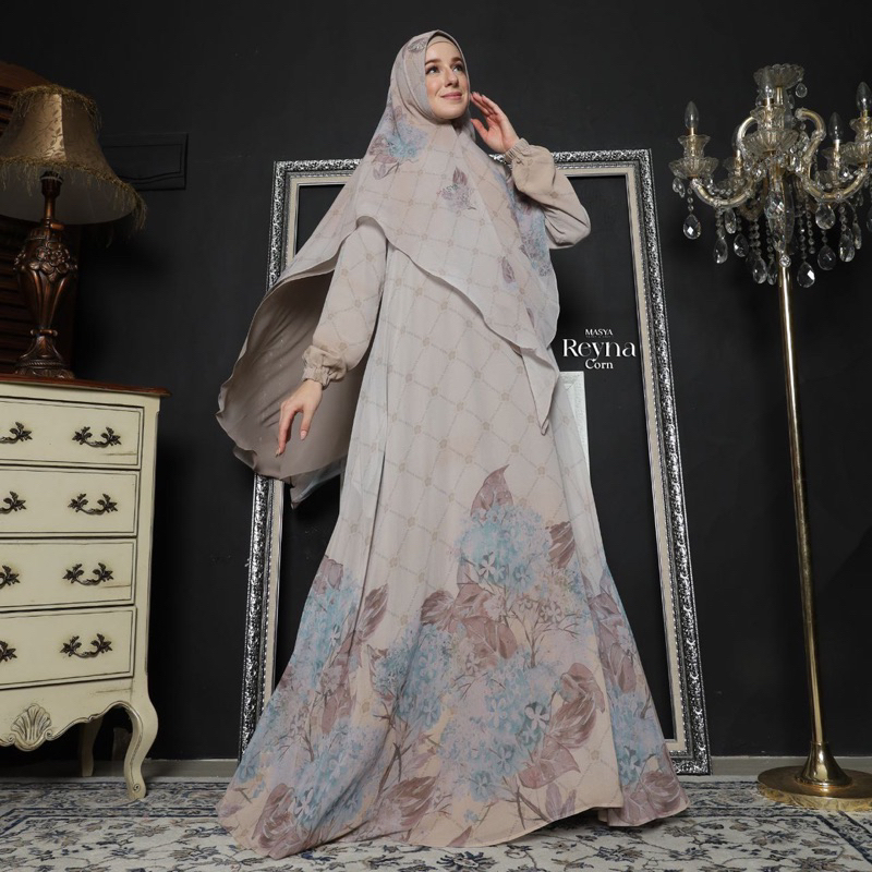 [MADENIA SYARI_MASYA] GAMIS SYARI TERBARU / DRESS SET PRINTING “ REYNA SET “ BY MASYA