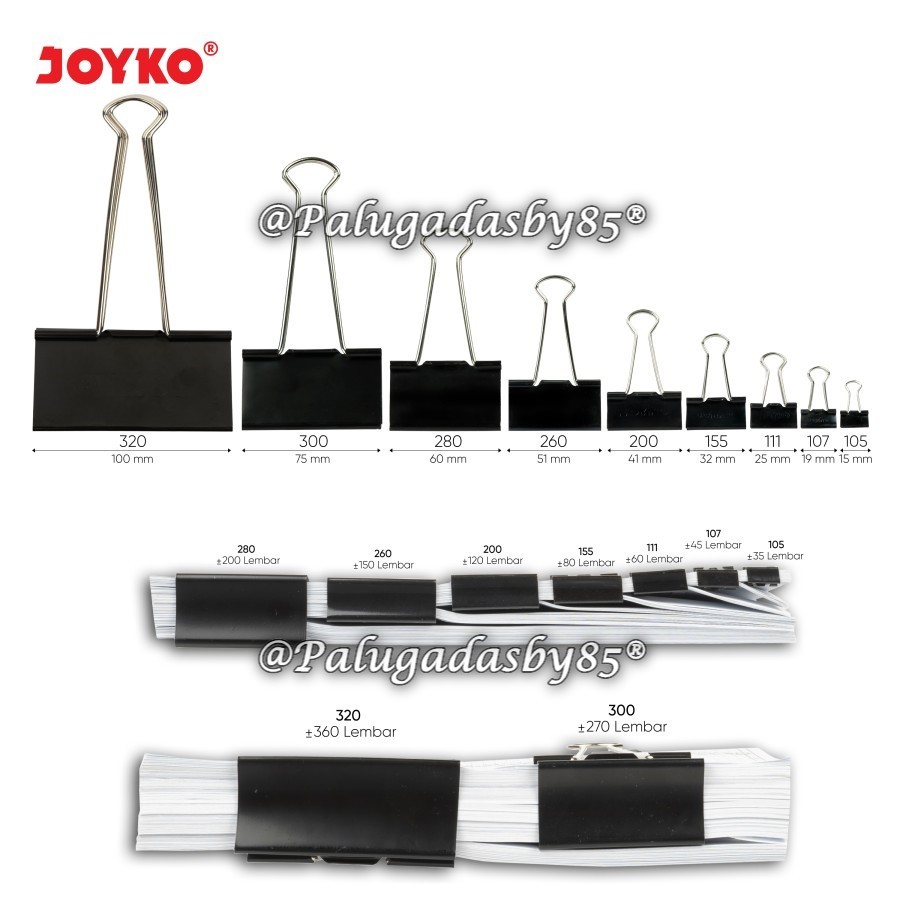 

(1 Biji) Binder Clip JOYKO 320 300 280 260 Hitam / Binder Clip Klip Penjepit Kertas Joyko Hitam / Klip Binder Joyko 280 / Binder Clip 260