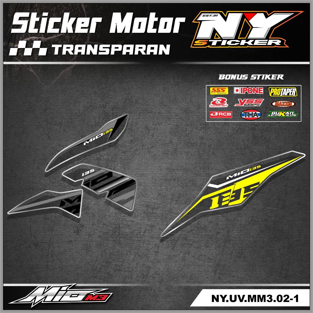 Stiker Transparan Mio M3 135 - Stiker Striping Variasi Mio M3 Mio Z Transparan 002