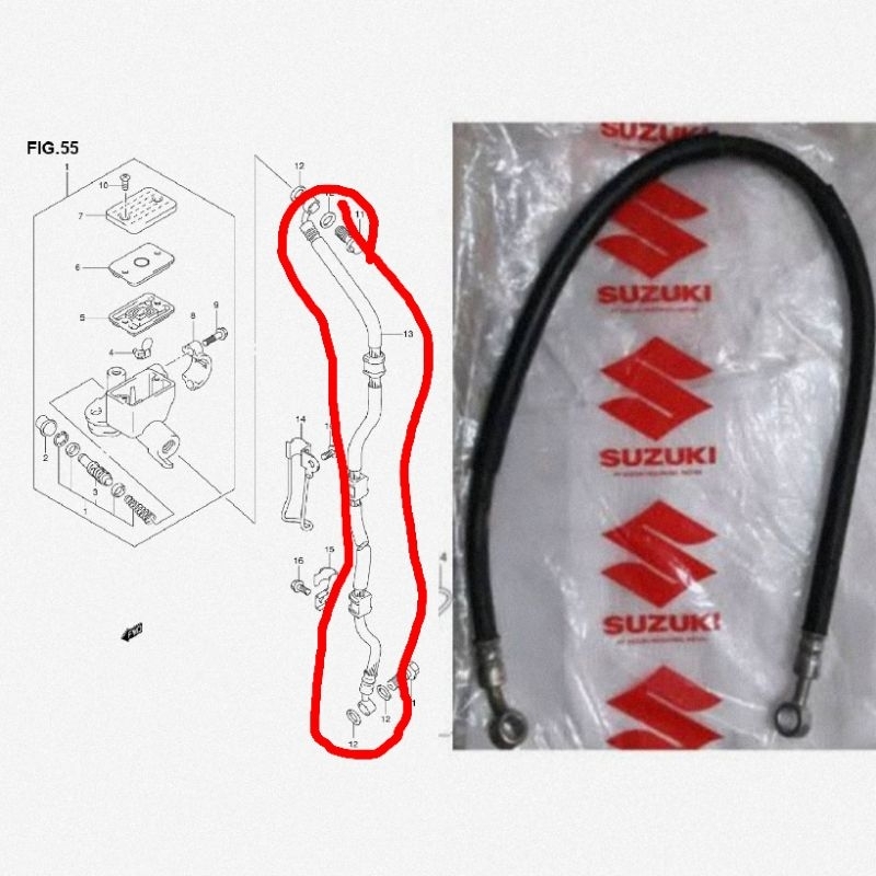 hose comp front brake kabel selang rem depan suzuki shogun axelo 125 ori sgp