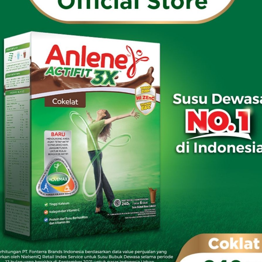 

RKDT5123 TERBARU Anlene Actifit 3X Susu Bubuk Dewasa Cokelat 24g Nutrisi Tinggi Kalsium Untuk Tulang Sendi dan Otot