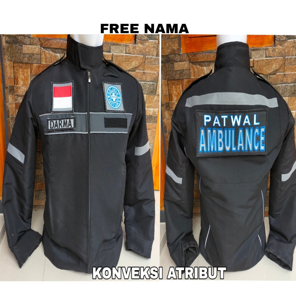 jaket patwal ambulance hitam waterproof