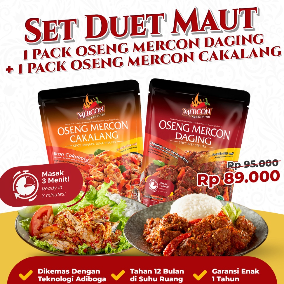 

TVMM7522 Ready Stok Mercon Merah Putih Set Duet Maut Oseng Mercon Daging Cakalang