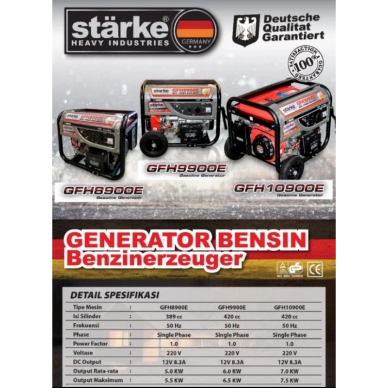 Genset 5000 Watt Starke GFH 8900 E Gulungan Tembaga