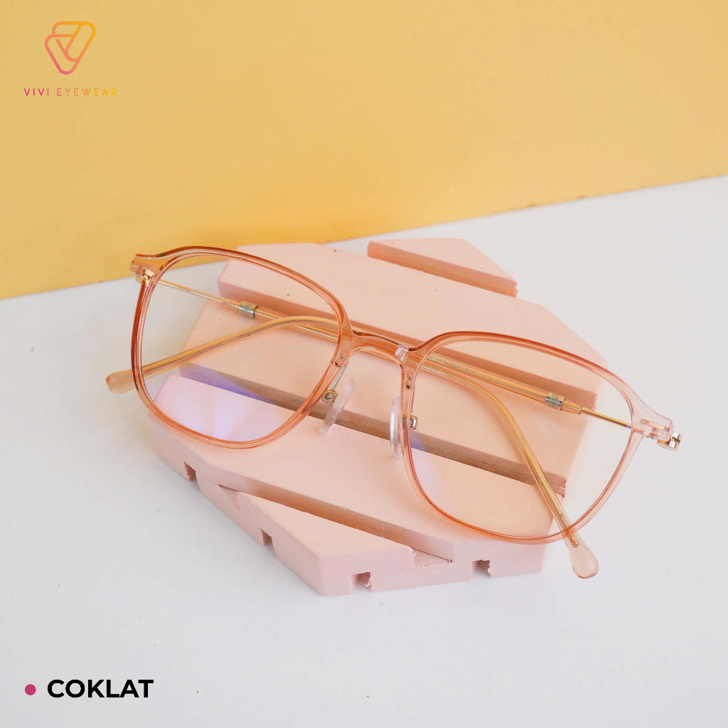 VIVI EYEWEAR - Frame Kacamata Wanita Kotak INEZA 6137 (Custom Lensa Minus Anti Radiasi/Photocromic)