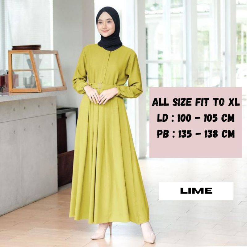 BAJU GAMIS BROKAT POLOS TERBARU GAMIS REMAJA - LIME