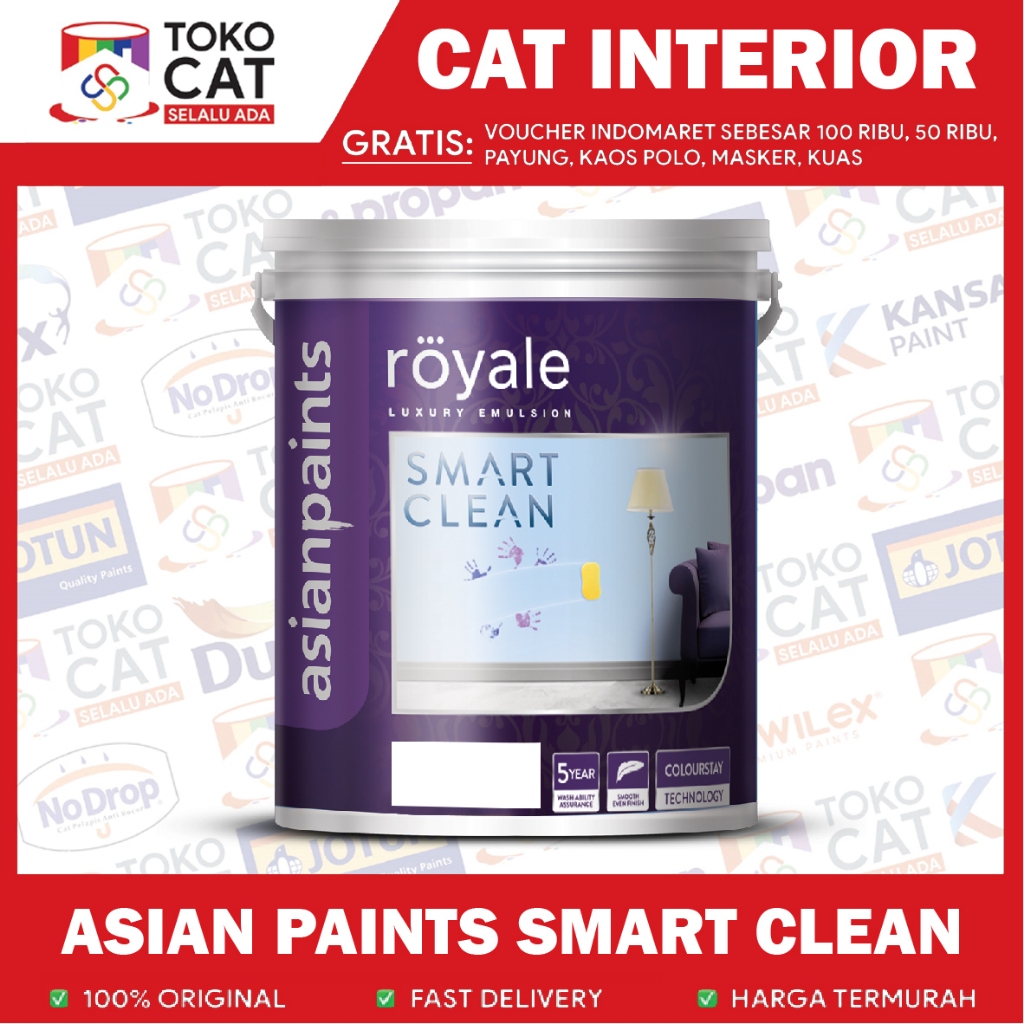 Cat Tembok Dalam Asian Paint Smart Clean Tinting (Bisa Request) 20 Lt