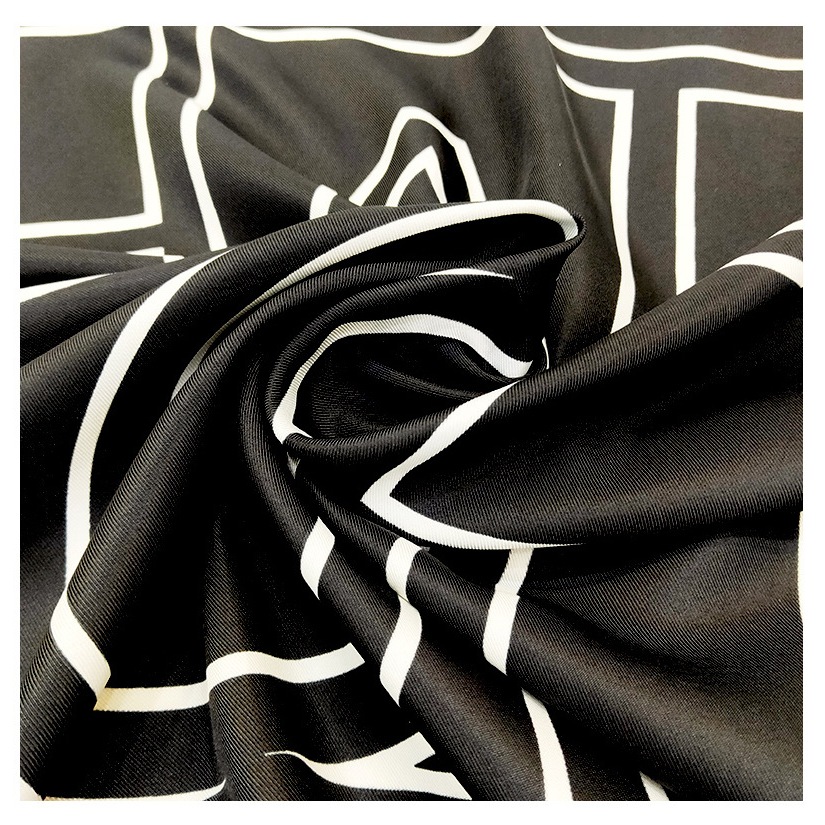 Ay00 Hijab sutra hitam putih klasik Scarf persegi modis syal tipis bergaris sederhana hijab segi