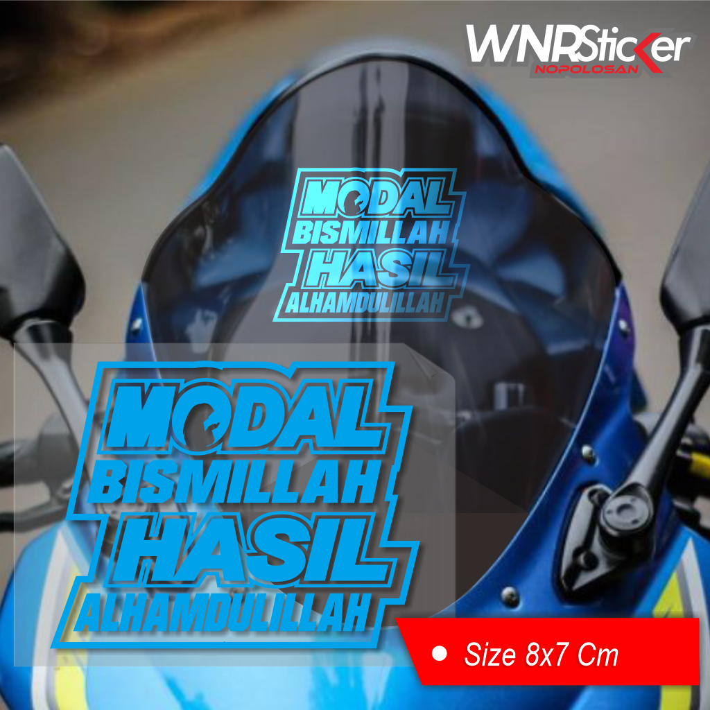 Stiker Modal Bismillah hasil Alhamdulillah Cocok Untuk Variasi MotoR Mobil Atau Helm size  8 cm