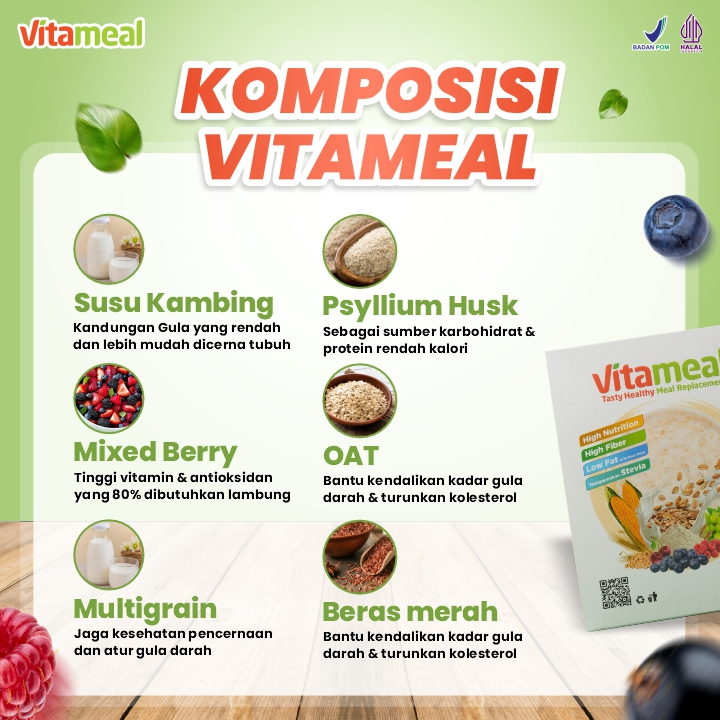 

QH [MIDYEAR SALE] VITAMEAL- Sereal Sehat Cegah Diabetes Asam Lambung Gerd Jantung Gula Darah Maag