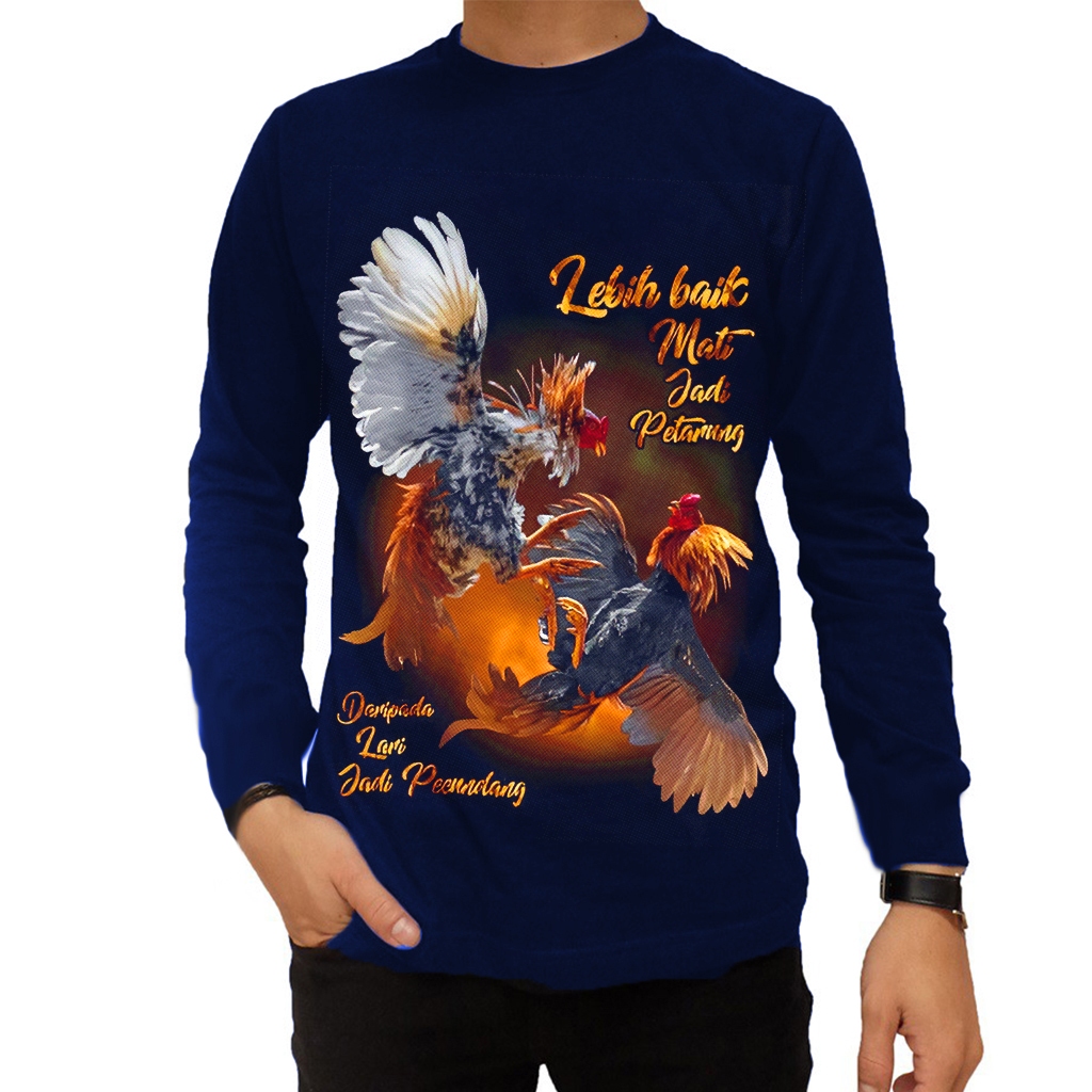 Kaos Pria Lengan Panjang Ayam Bangkok Emas / Baju Pria Tangan Panjang / Kaos Distro Pria / T-Shirt P