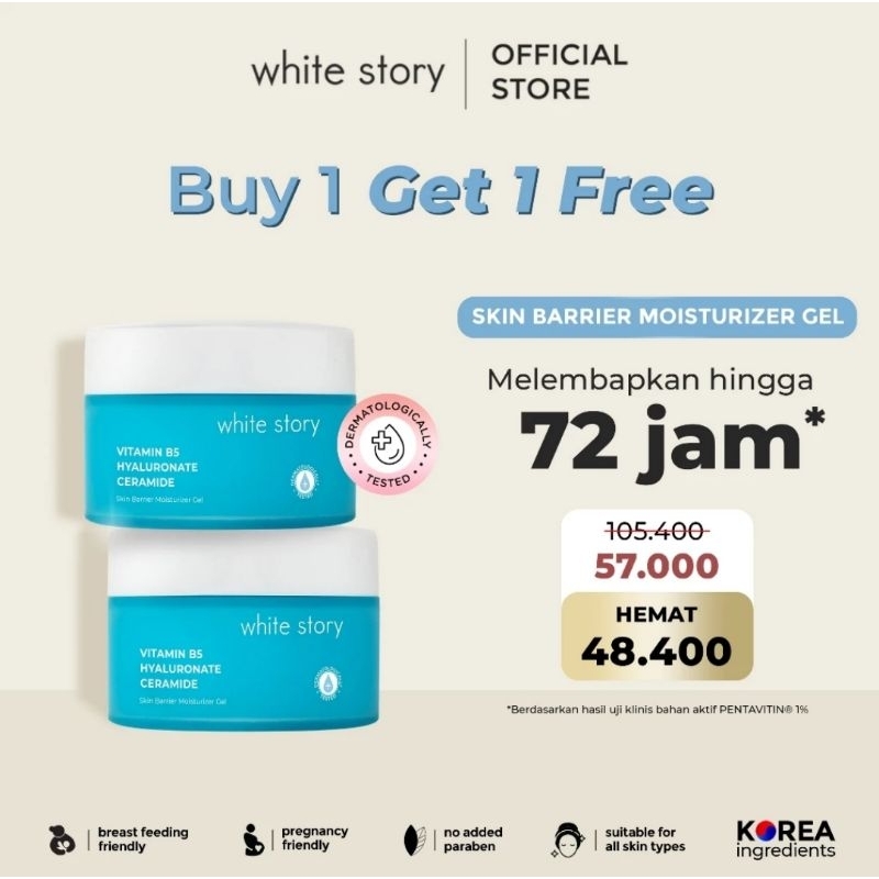 White Story Skin Barrier Moisturizer Gel - Pelembab Kulit Wajah Kering & Perbaiki Skin Barrier Siang