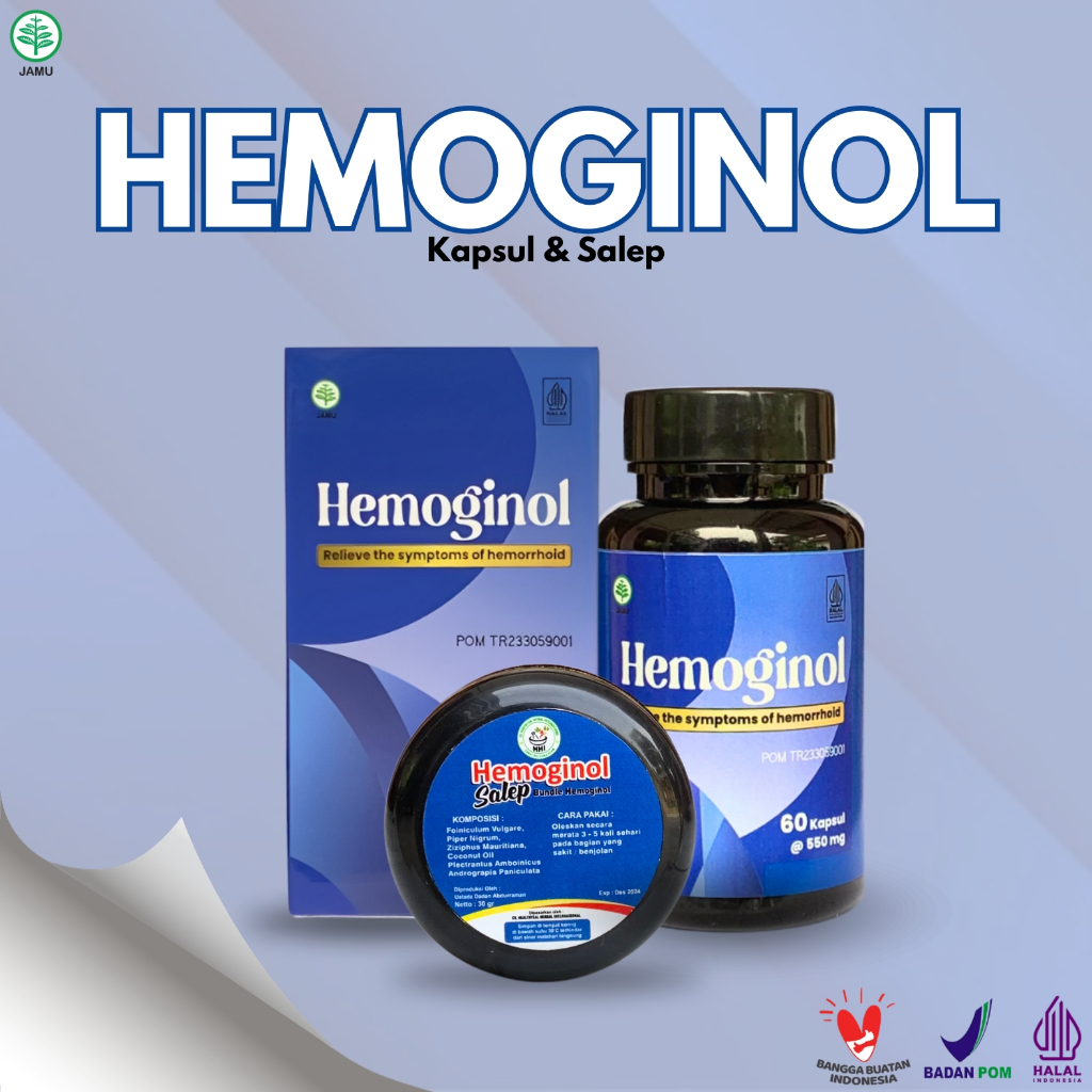 Hemoginol Kapsul + Salep Obat Wasir, Ambeien, Bab Berdarah dan Fistula Ani