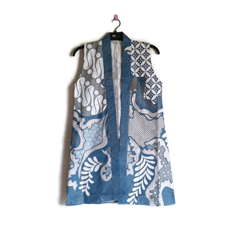 ONE SET ROMPI BATIK OUTER TANPA LENGAN WANITA VEST BATIK BLAZER BATIK KANTORAN