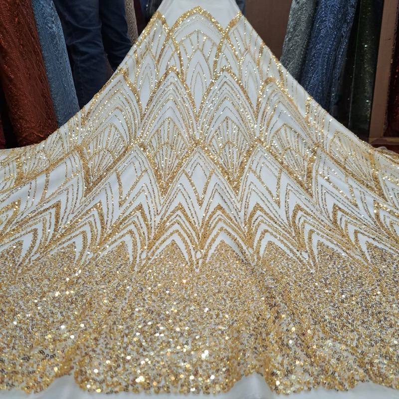 (COD)kain bahan tulle payet Korea motif Elisaap full payet/bahan kebaya full payet swaroschi terbaru