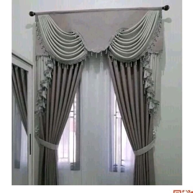 Gorden jendela poni gelombang atas pintu bahan blackout import original tidak tembus pandang matahar