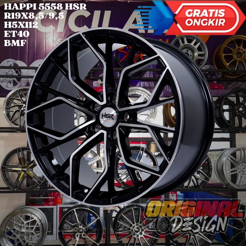 Velg Mobil Ring 19 HSR HAPPI R19 LEBAR 8,5/9,5 LUBANG BAUT 5 ET40 BMF