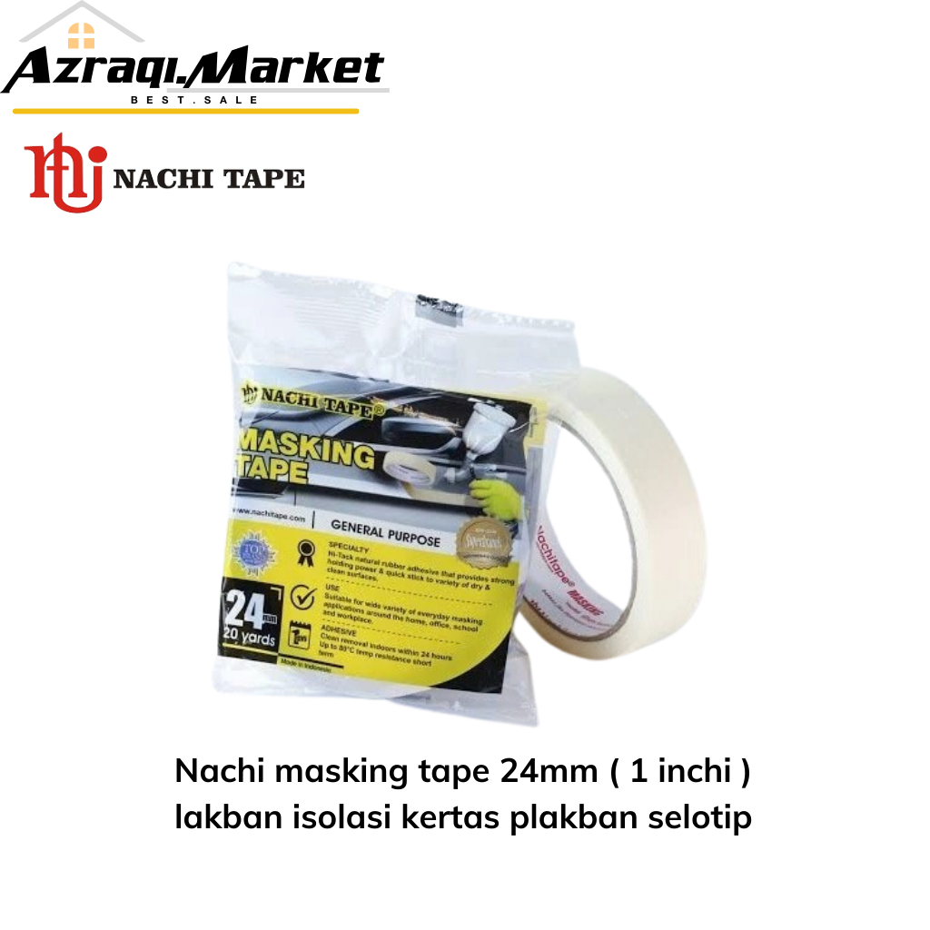 

Nachi masking tape 24mm ( 1 inchi )/ lakban isolasi kertas plakban selotip