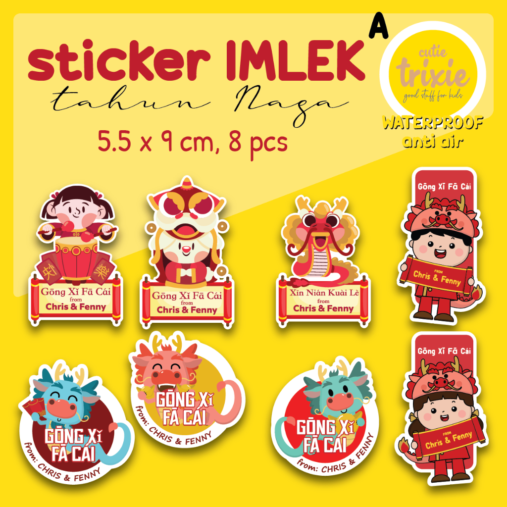 

Sticker label bingkisan Imlek 2024 Tahun Naga