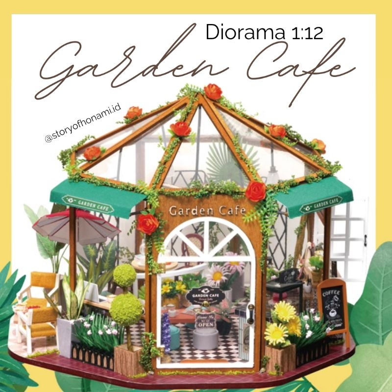 DIORAMA 1:12 GARDEN CAFE TAMAN BUNGA MINIATURE DOLLHOUSE DIY