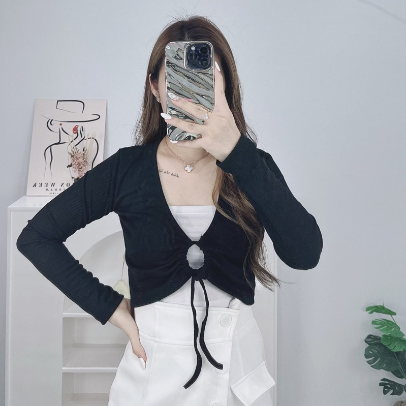 Cassie Cardigan Crop Top - Atasan Knit korea - Cardigan knit korea