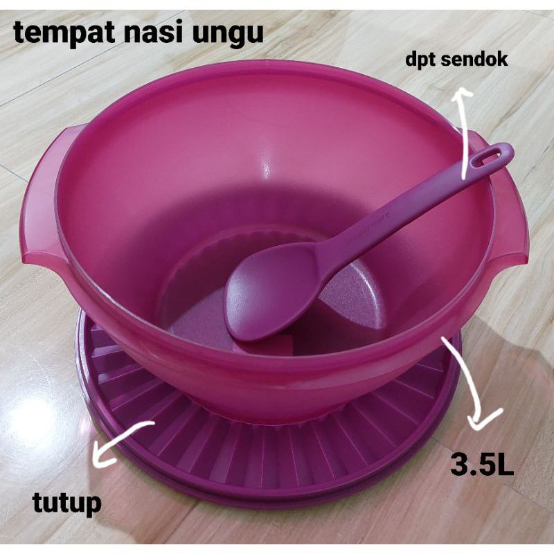 Wadah tempat nasi rice bowl ungu tua tuperware 3,5 liter