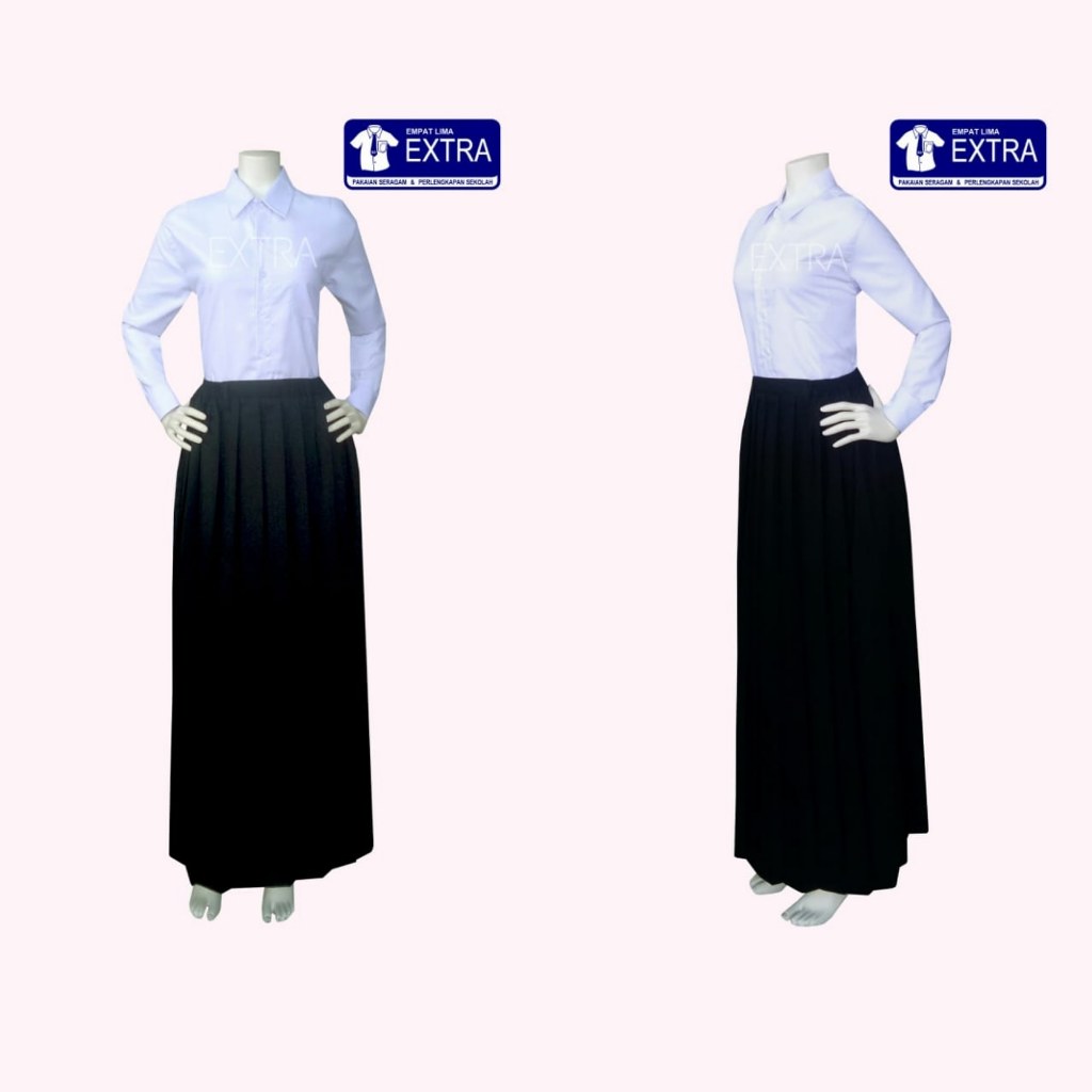 Rok Hitam Panjang model lipit-lipit