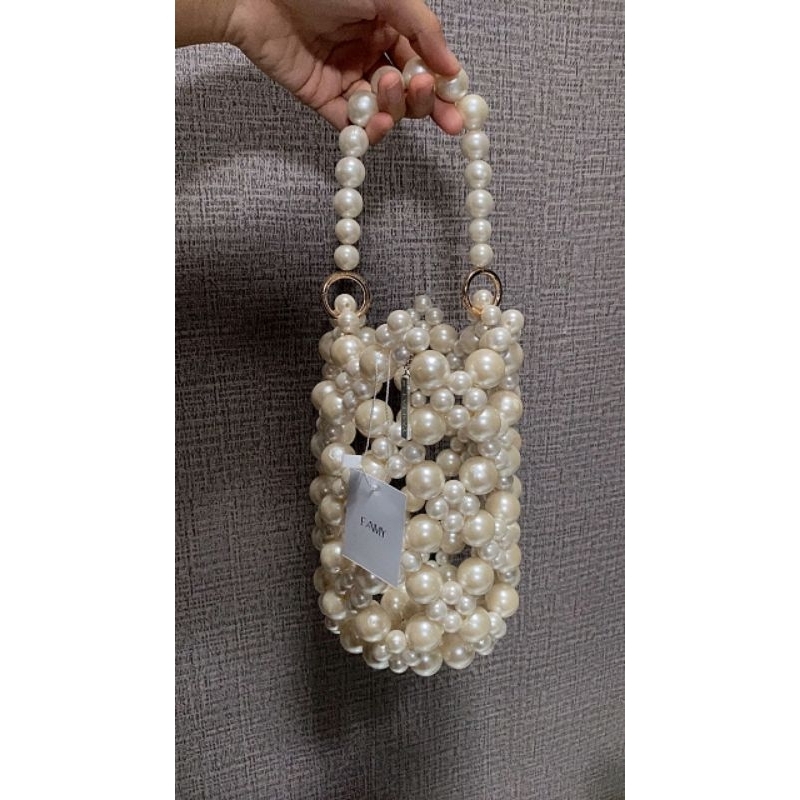 FANMY | DEFECT SALE | TANPA TALI PANJANG || jasmine pearl bag | bucket pearl bag | bucket beaded bag
