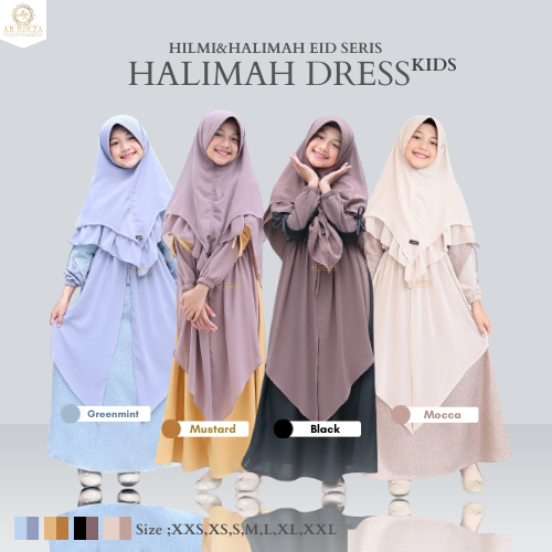Gamis Anak Couple Lebaran | Halimah Dress Kids Bahan Katun Madinah Mix Ceruti Babydoll Nyaman Adem R