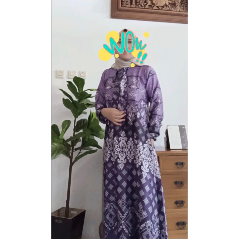 Gamis Tiara silk etnik purple by jannat .id