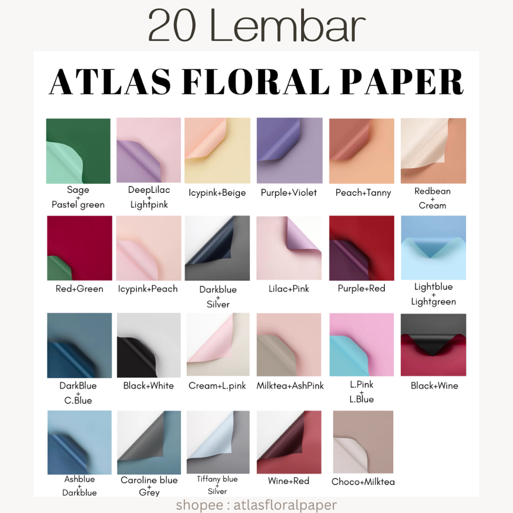 

[20 LEMBAR] Flower Wrapping Paper Bi Color Two Tone Cellophane Kertas Buket Bunga Florist