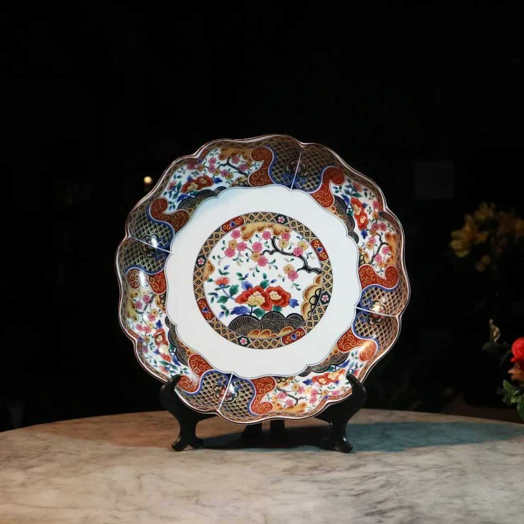 Piring Pajangan Keramik/Piring Besar Motif Bunga Keramik