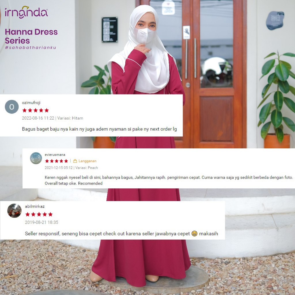 MURAH PROMO Irnanda Gamis Hanna Dress Abaya Polos Premium Wanita Dewasa Remaja Terbaru Bahan