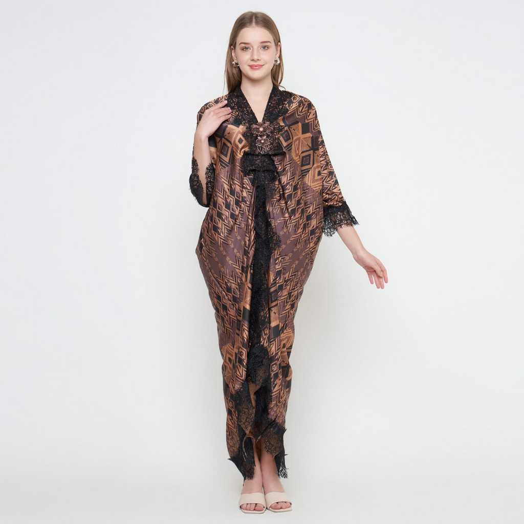 Kaftan Renda Armani Silk Brown Premium Lebaran Idul Fitri