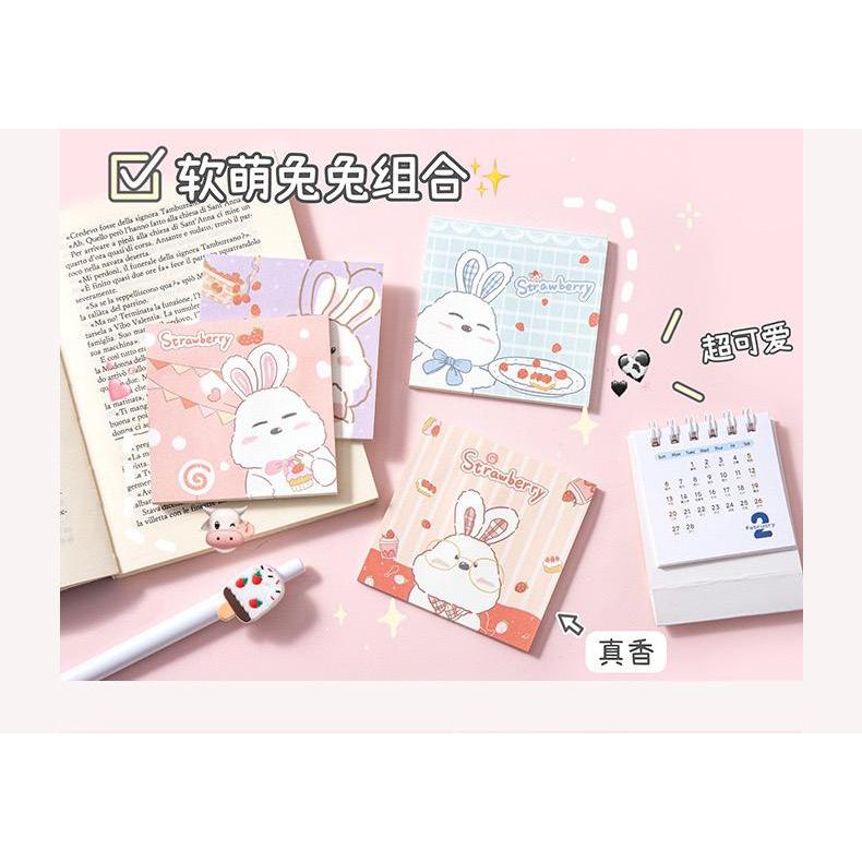 

( 4SET ) STICKY NOTE MEMO KECIL ISI 50LEMBAR/SET / LABEL KANTOR TEMPEL MOTIF RABBIT LUCU